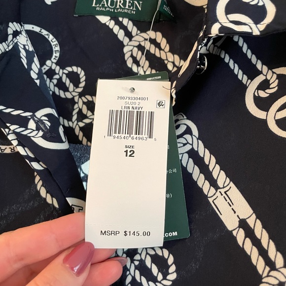 NWT RALPH LAUREN NAUTICAL PRINT DRESS W/ TIE BELT - SIZE 12 - Picture 9 of 11